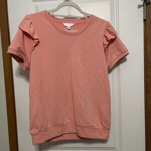 Lauren Conrad Pink Ruffle Sleeve Blouse